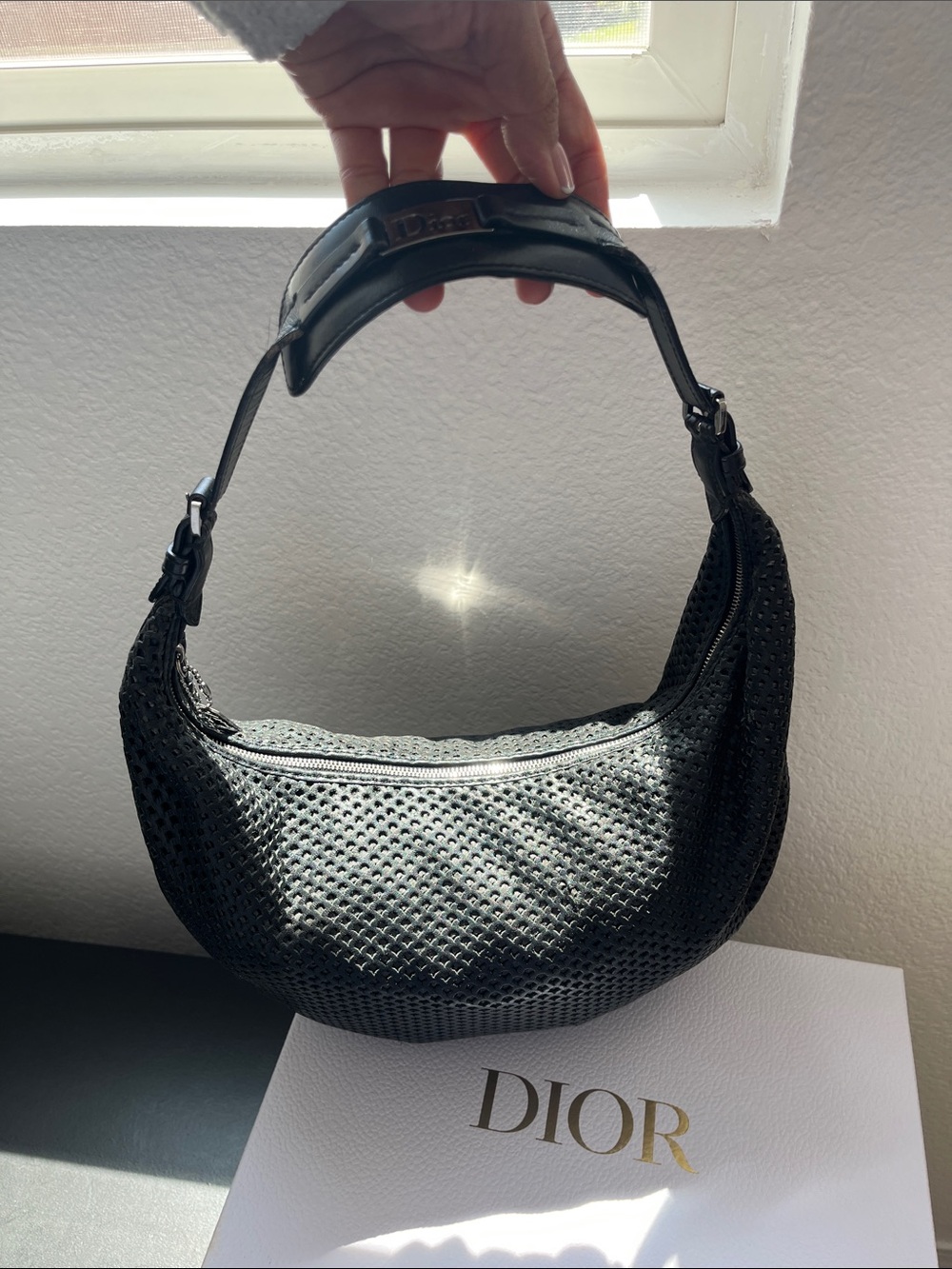 Dior Black Woven Shoulder Bag